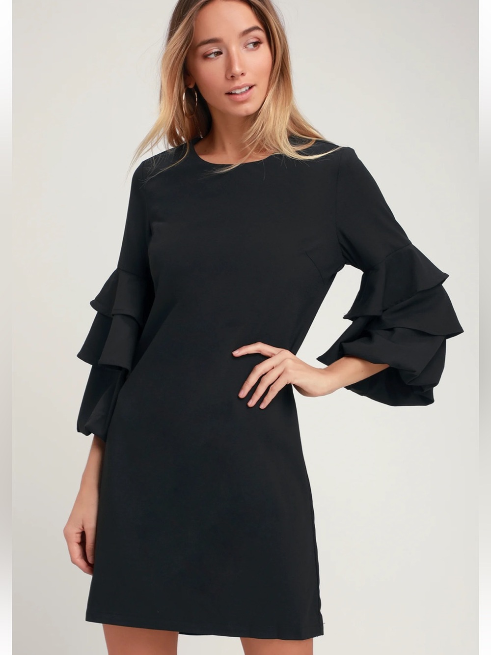 Black Ruffle Sleeve Dress